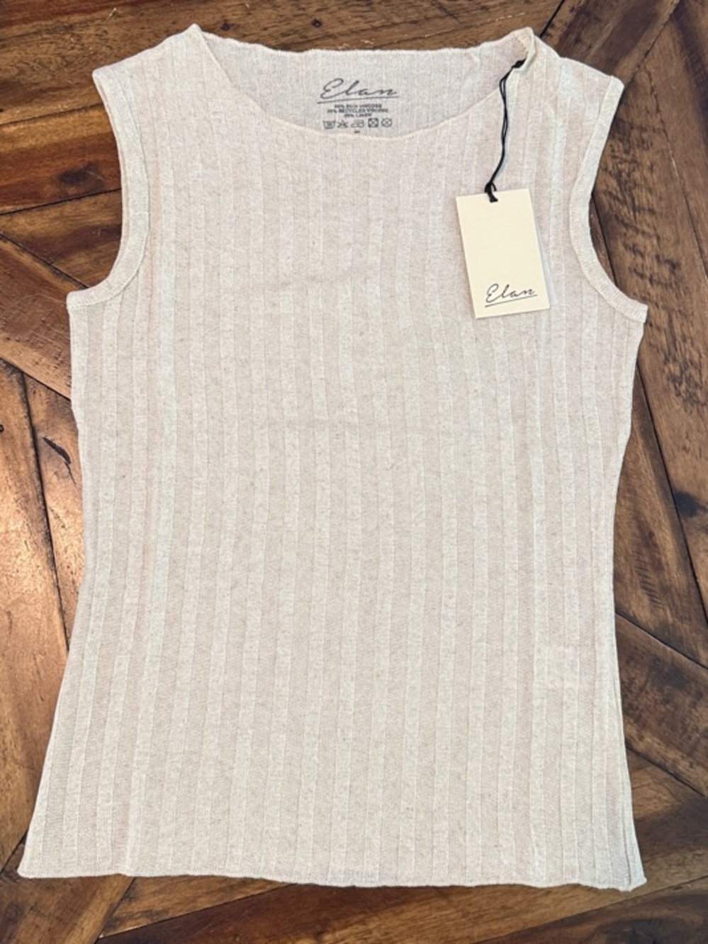 Elan Cream Ribbed Tank Top